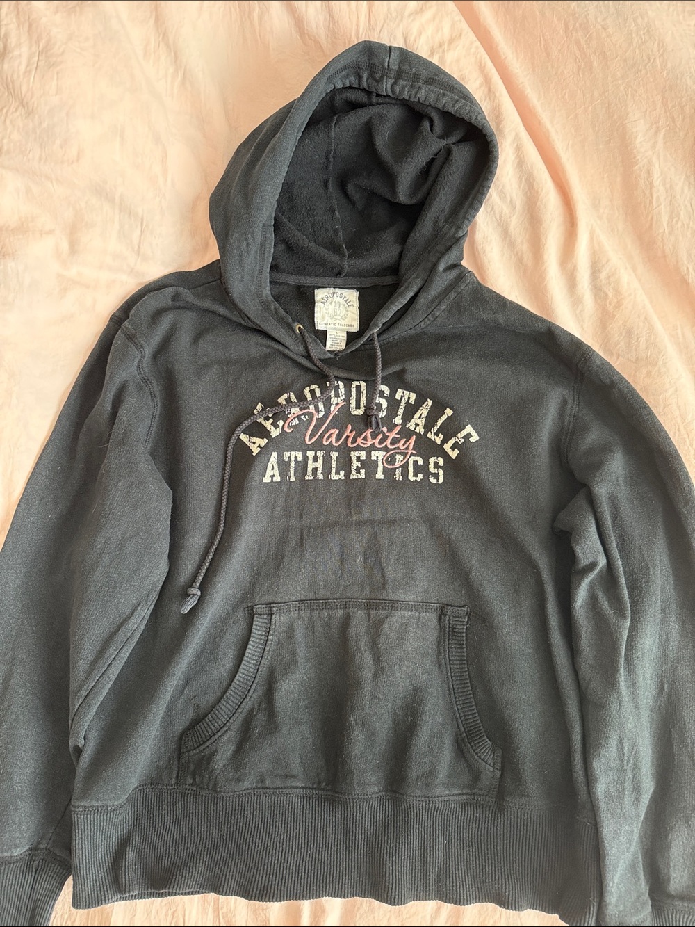 Vintage Y2K Aeropostale Varsity Athletics Black Hoodie